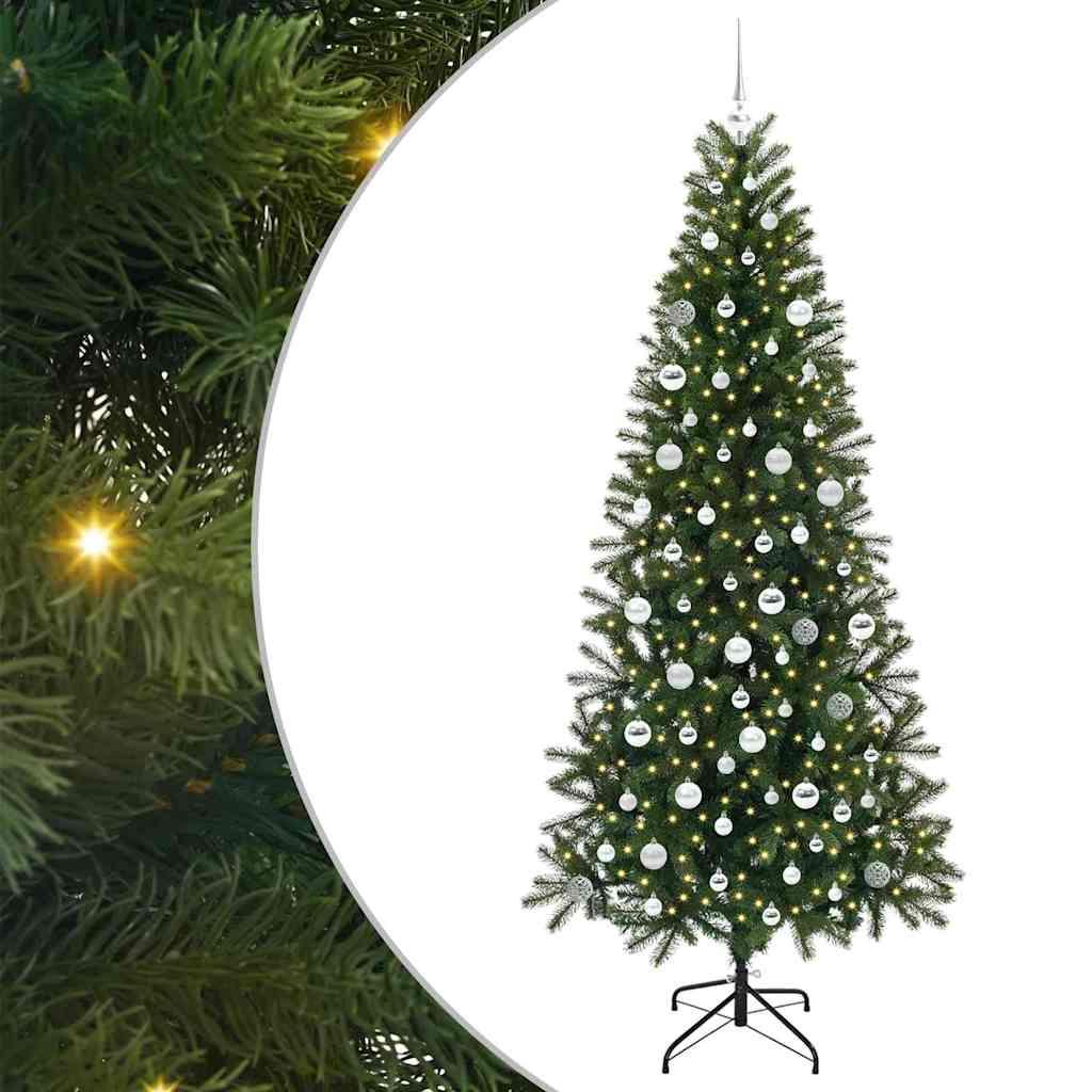 Kunstigt juletræ med 300 LED'er Grøn 210 cm PE og PVC billede