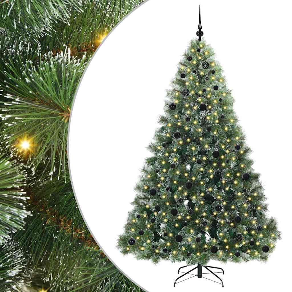 Kunstigt juletræ med 300 LED'er Grøn 210 cm PE og PVC billede