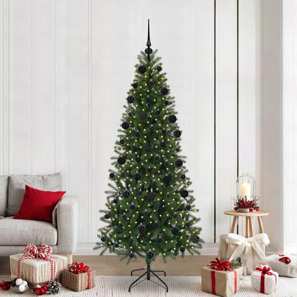 Kunstigt juletræ med 300 LED'er Grøn 210 cm PE og PVC billede