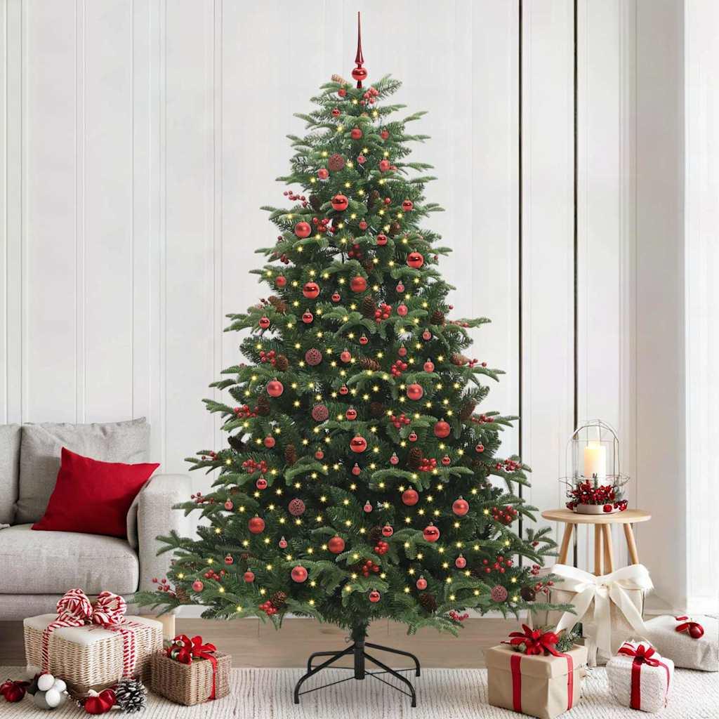 vidaXL Kunstigt juletræ med stativ Grøn 240 cm PVC og metal og plast