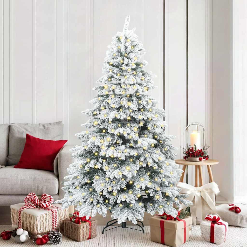 Kunstigt juletræ med 300 LED'er Grøn 180 cm PE og PVC billede