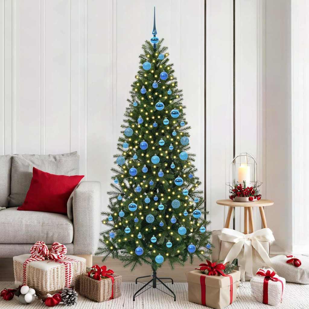 Kunstigt juletræ med 300 LED'er Grøn 180 cm PE og PVC billede