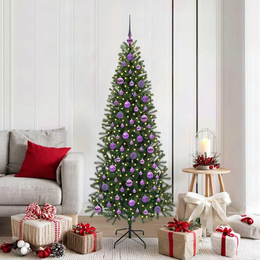 Kunstigt juletræ med 300 LED'er Grøn 180 cm PE og PVC billede