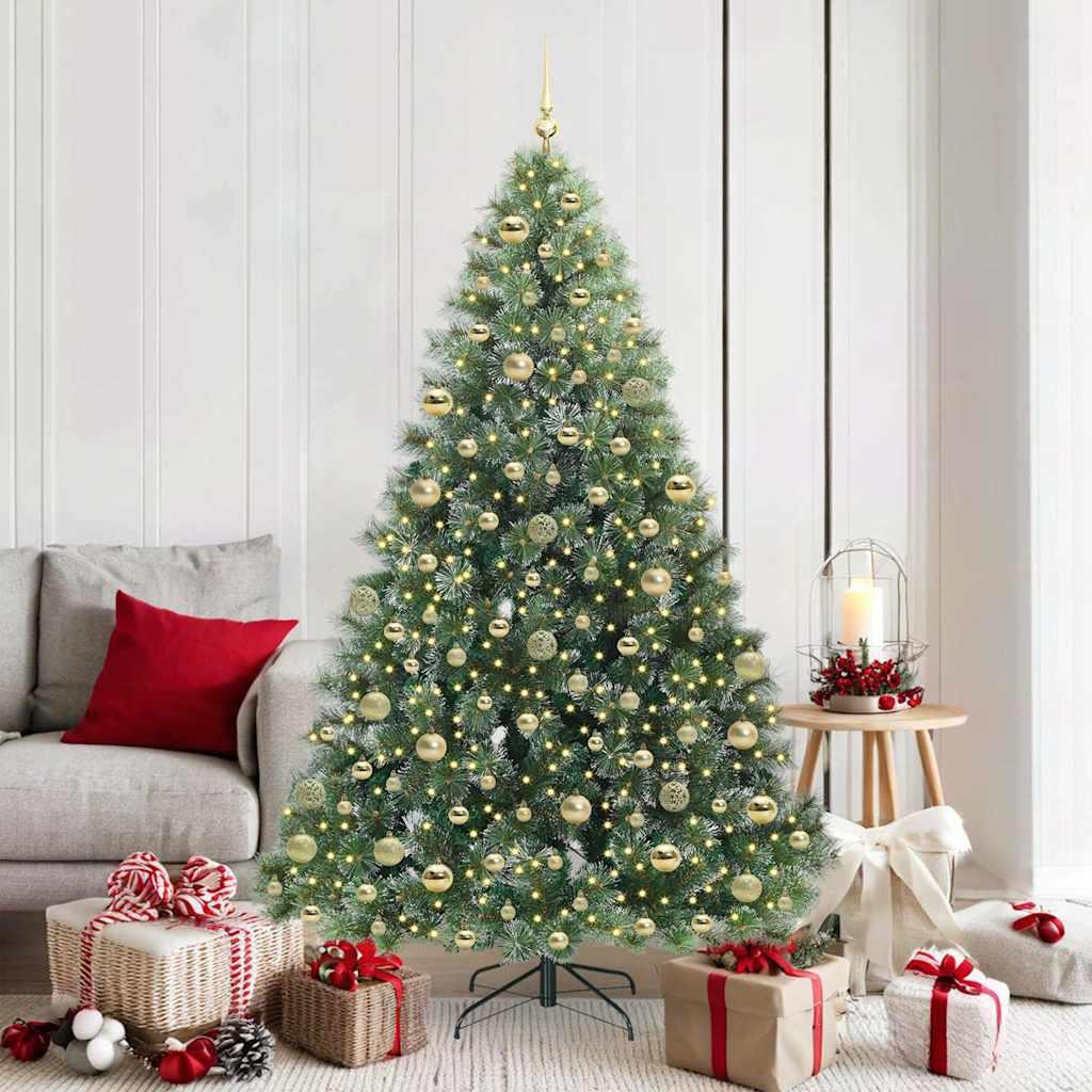 Kunstigt juletræ med 300 LED'er Grøn 180 cm PE og PVC
