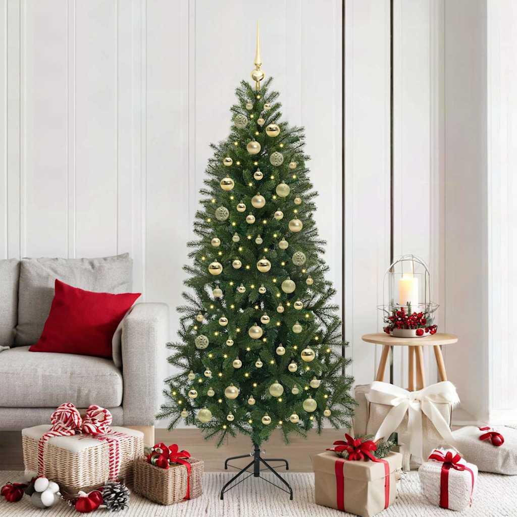 Kunstigt juletræ med 300 LED'er Grøn 180 cm PE og PVC