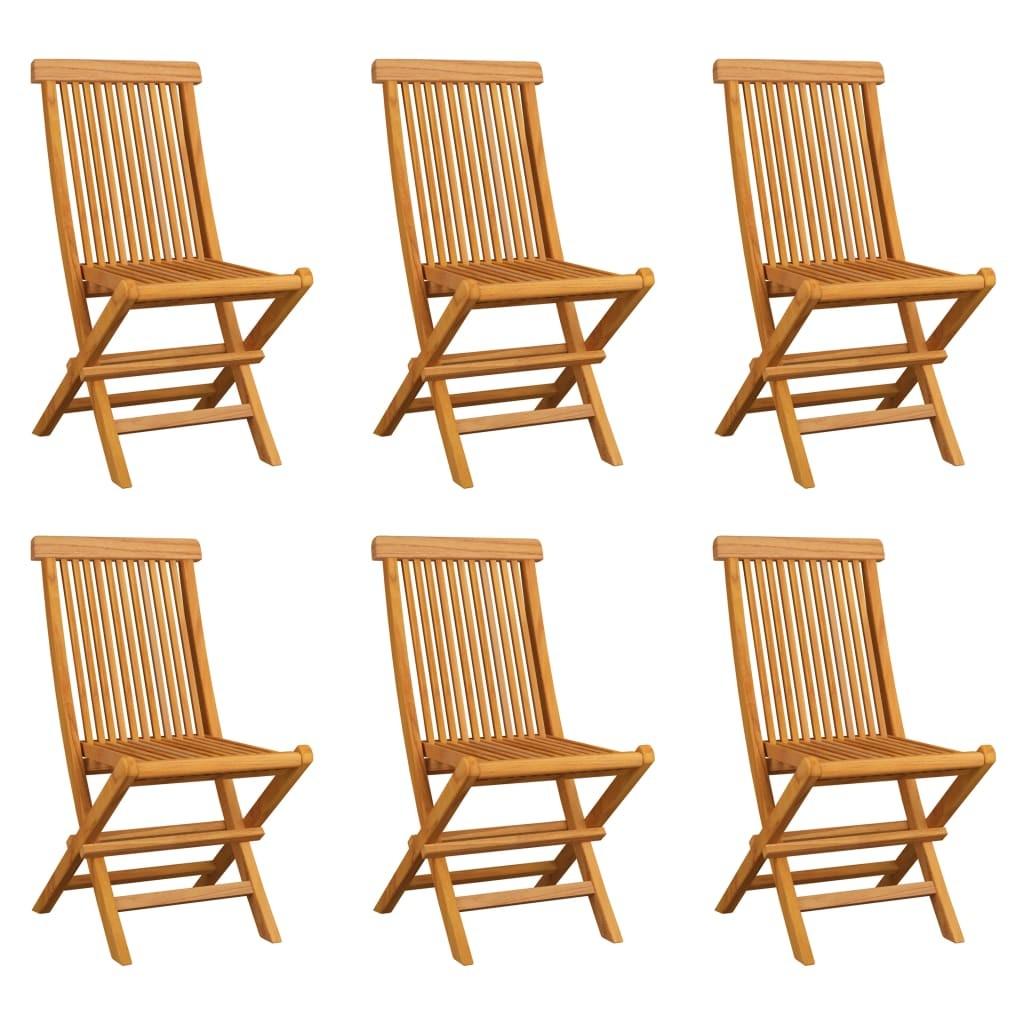 Foldbare havestole 6 stk. massivt teaktræ