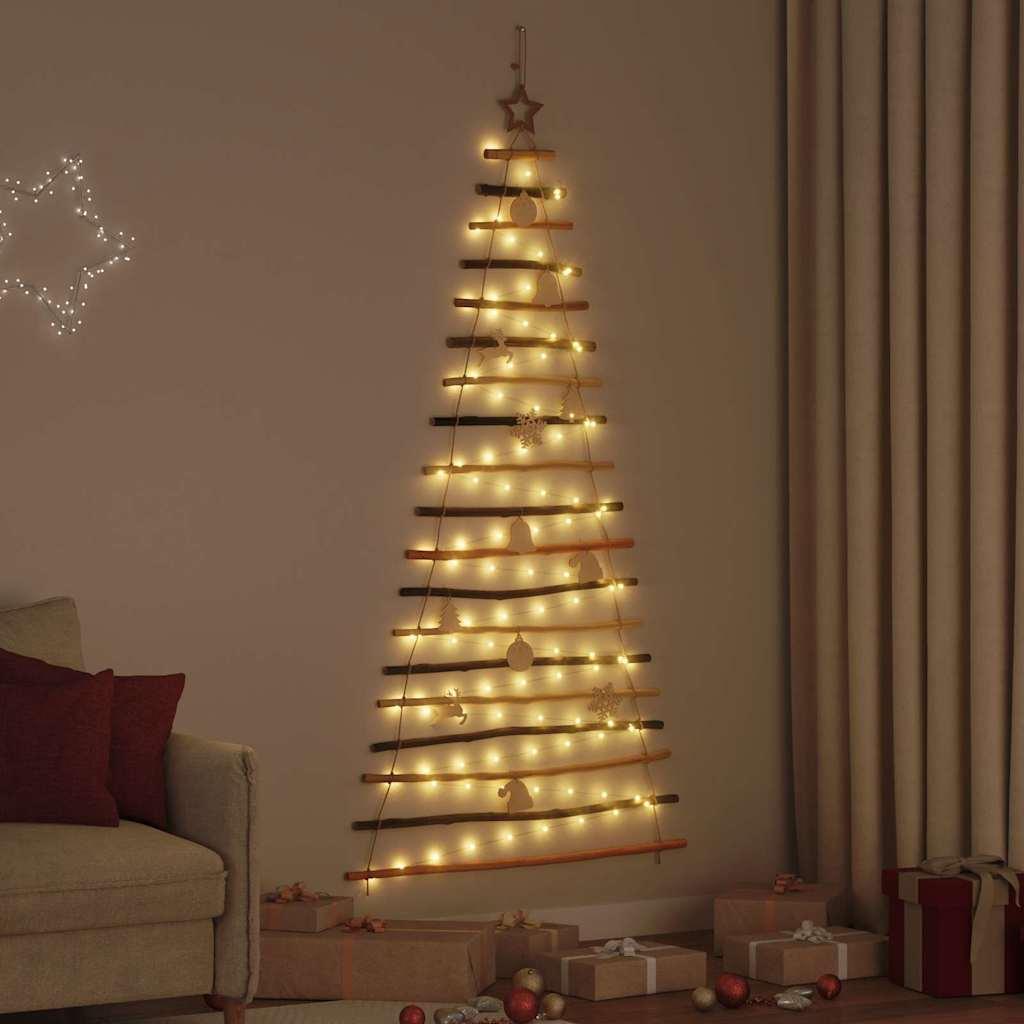 Juletræ med 100 LED'er Naturfarvet 180 cm massivt asketræ