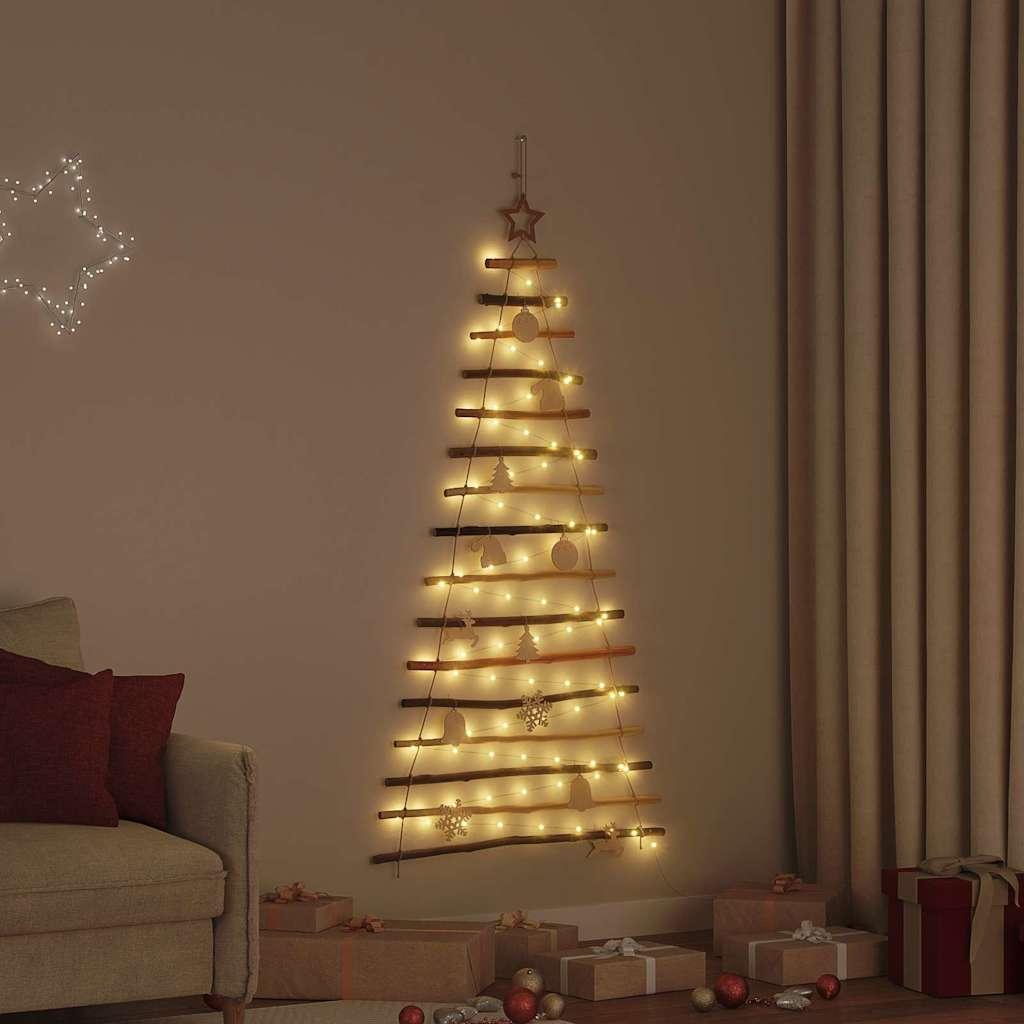 Juletræ med 80 LED'er Naturfarvet 150 cm massivt asketræ billede