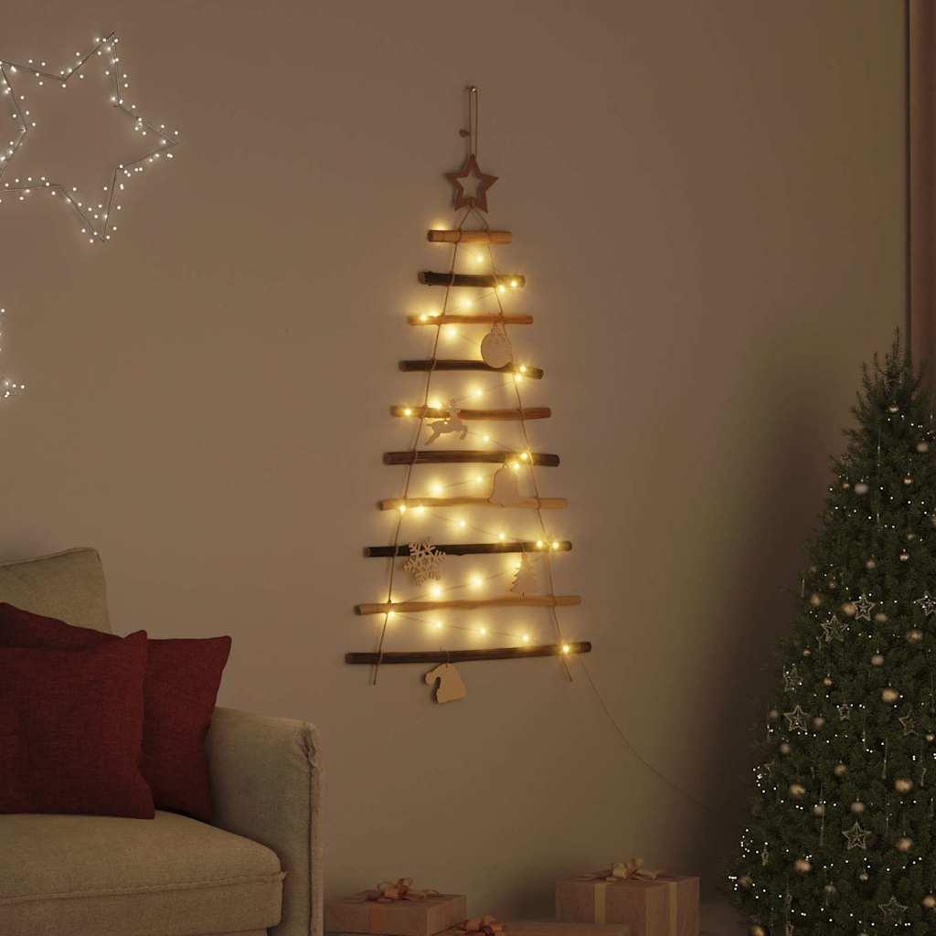 Juletræ med 30 LED'er Naturfarvet 90 cm massivt asketræ billede