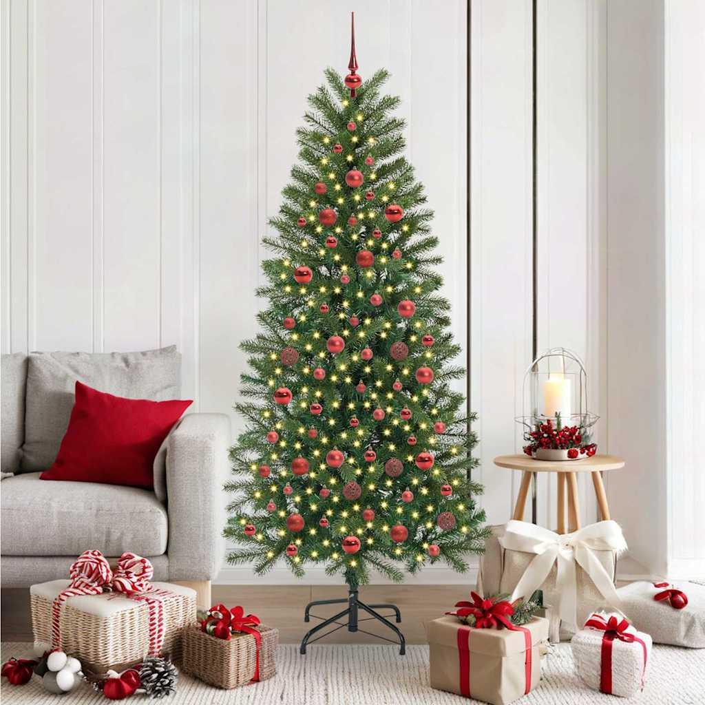 Kunstigt juletræ med 300 LED'er Grøn 180 cm PE og PVC billede