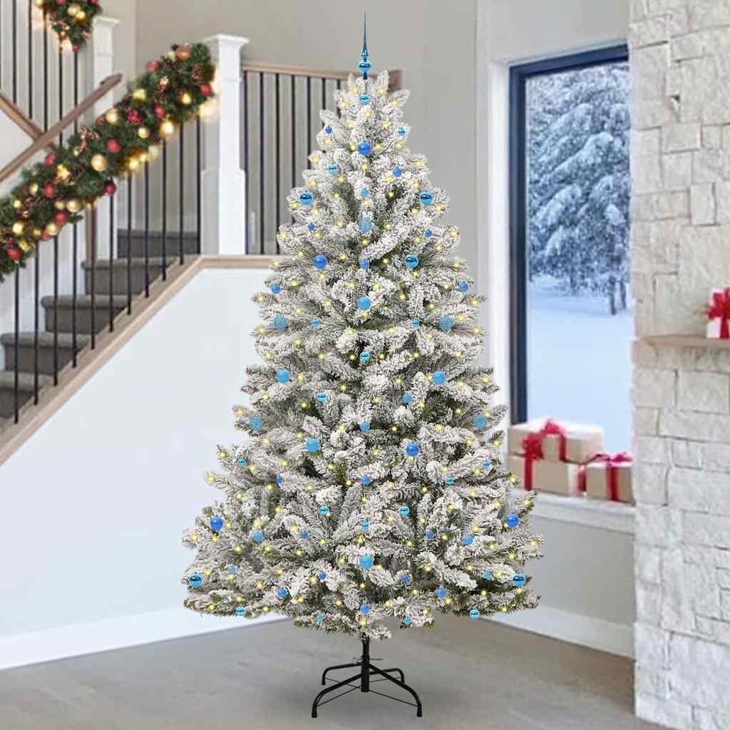 Kunstigt juletræ Grøn og Hvid 270 cm PVC og metal billede
