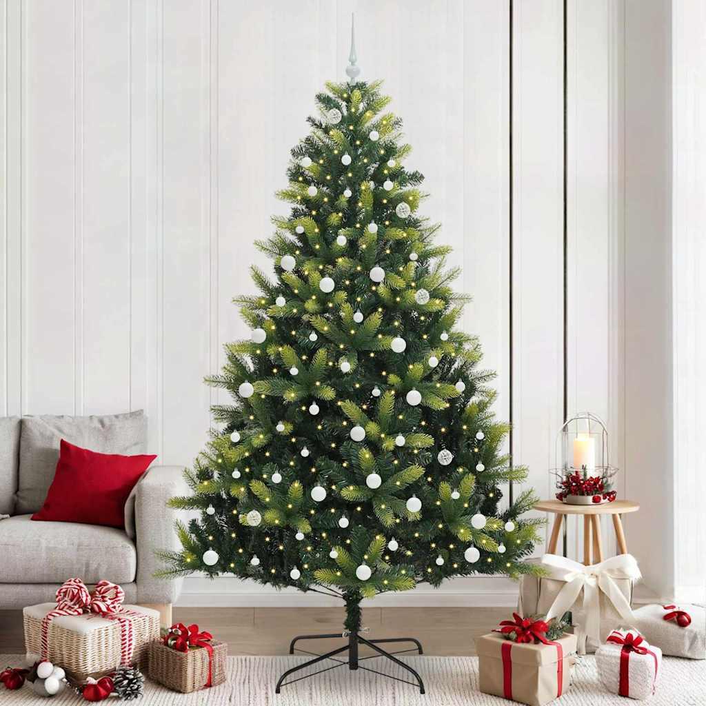 Kunstig Hengende Juletræ 300 LEDs Grøn 240 cm PVC og PE billede