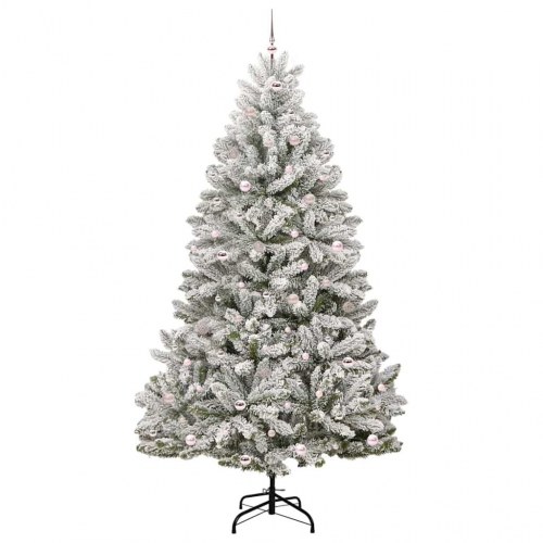 Kunstigt hængslet juletræ med 300 LED og sne - 270 cm