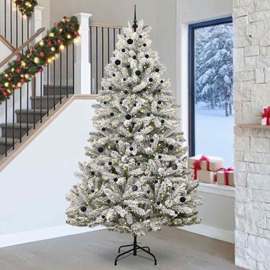 Kunstigt juletræ Grøn og Hvid 270 cm PVC og metal billede