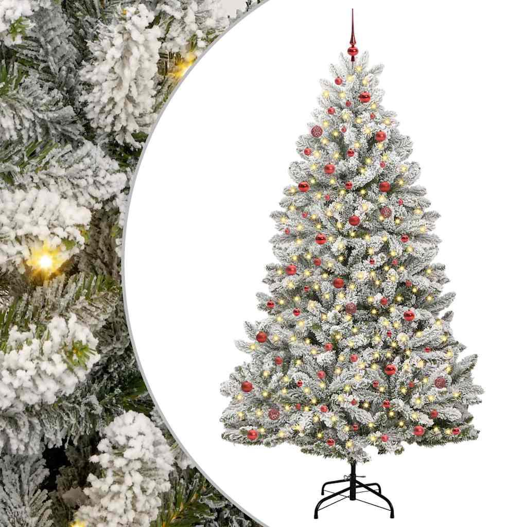 Kunstigt juletræ Grøn og Hvid 270 cm PVC og metal billede