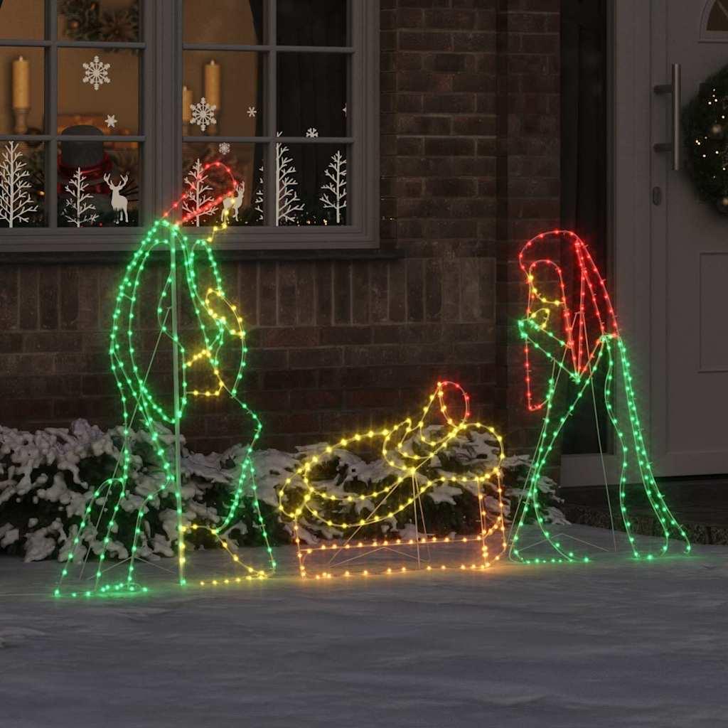 Belyst Krybbescene med 550 LED'er Flerfarvet 112 x 72 cm PVC billede