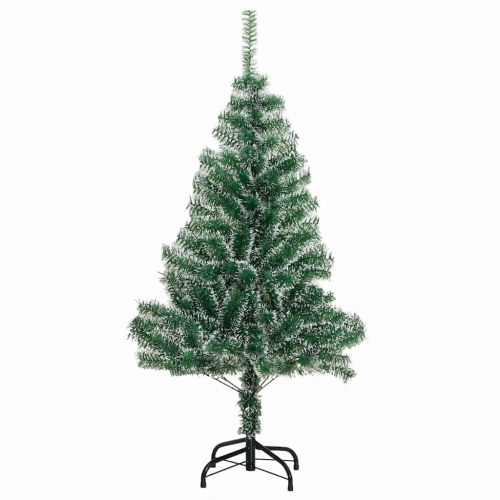 Kunstigt Juletræ Snebelagt med LED Lys Grøn og Hvid 150 cm