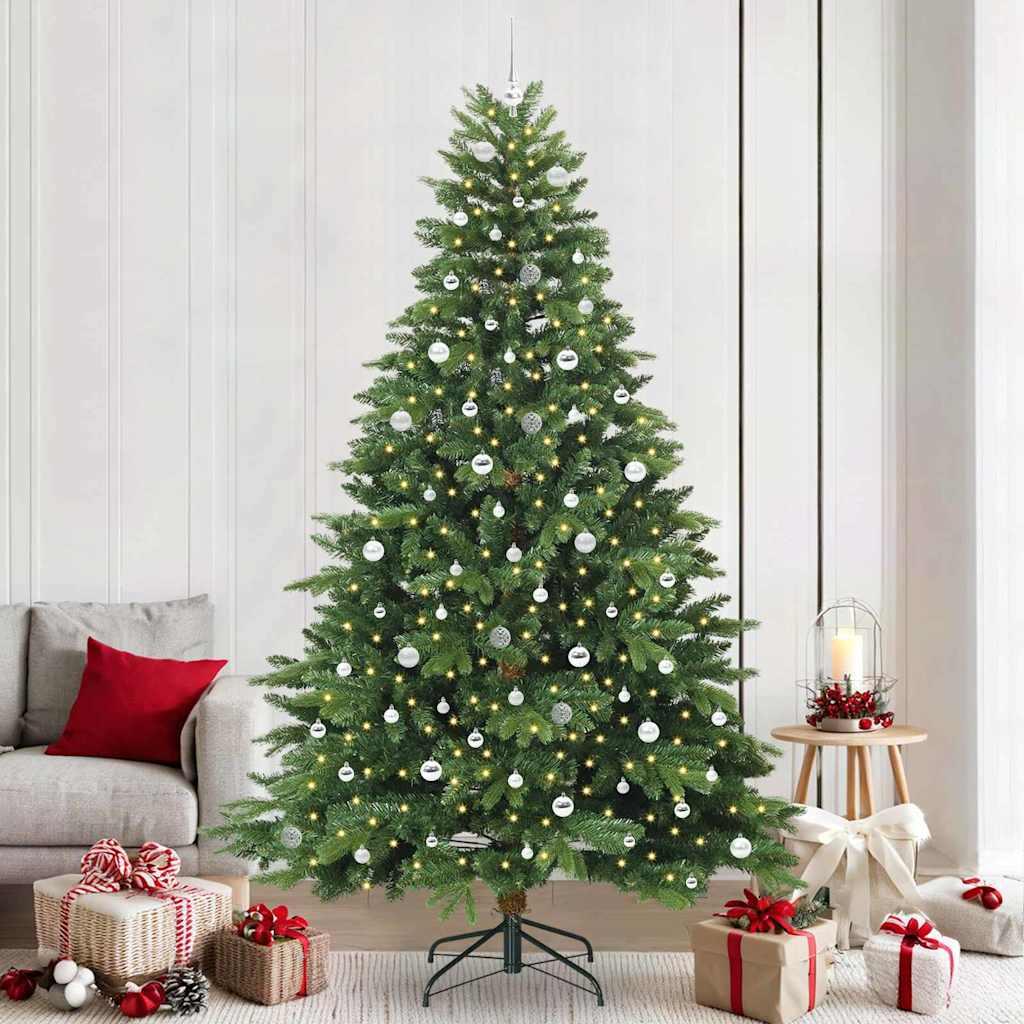 vidaXL Kunstigt juletræ med 300 LED'er Grøn 240 cm PE og PVC