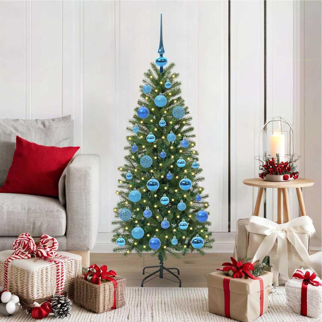 Kunstigt juletræ med 150 LED'er Grøn 120 cm PE og PVC billede