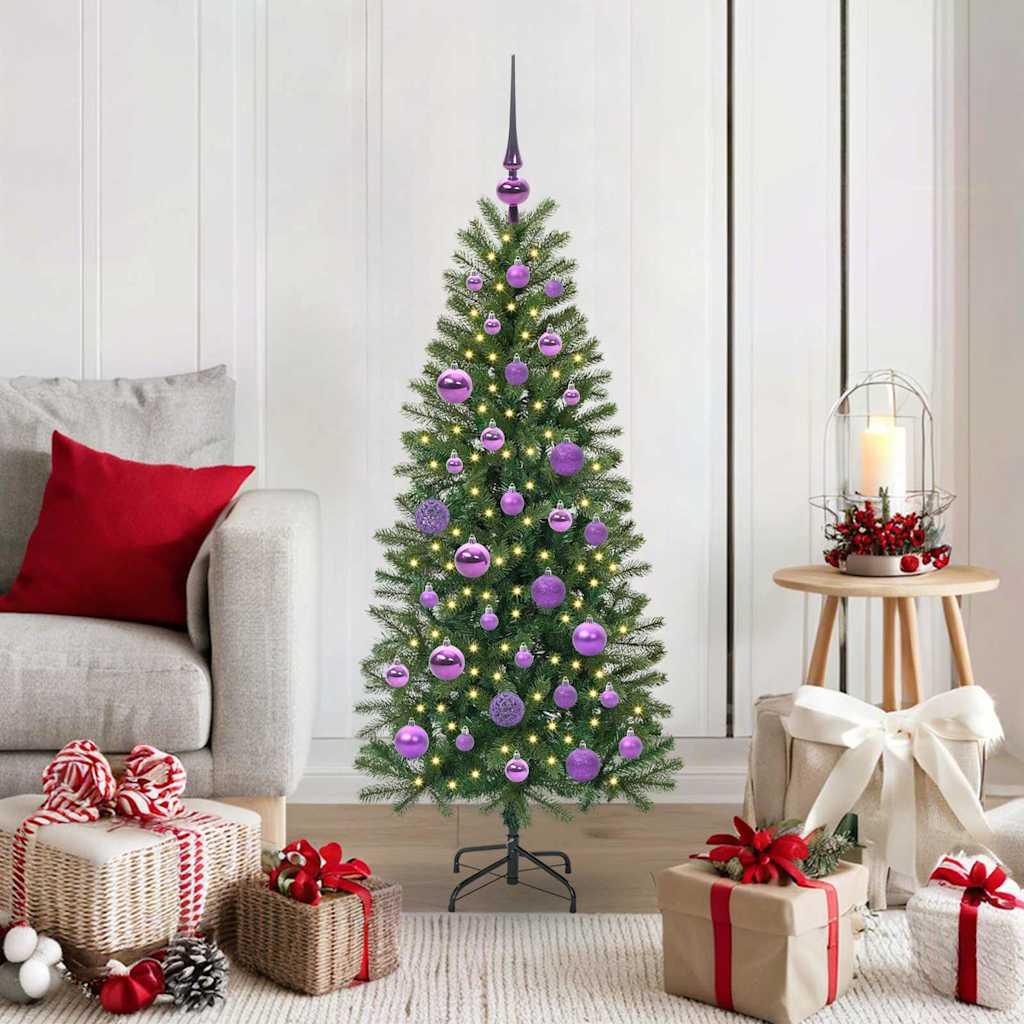 Kunstigt juletræ med 150 LED'er Grøn 120 cm PE og PVC billede