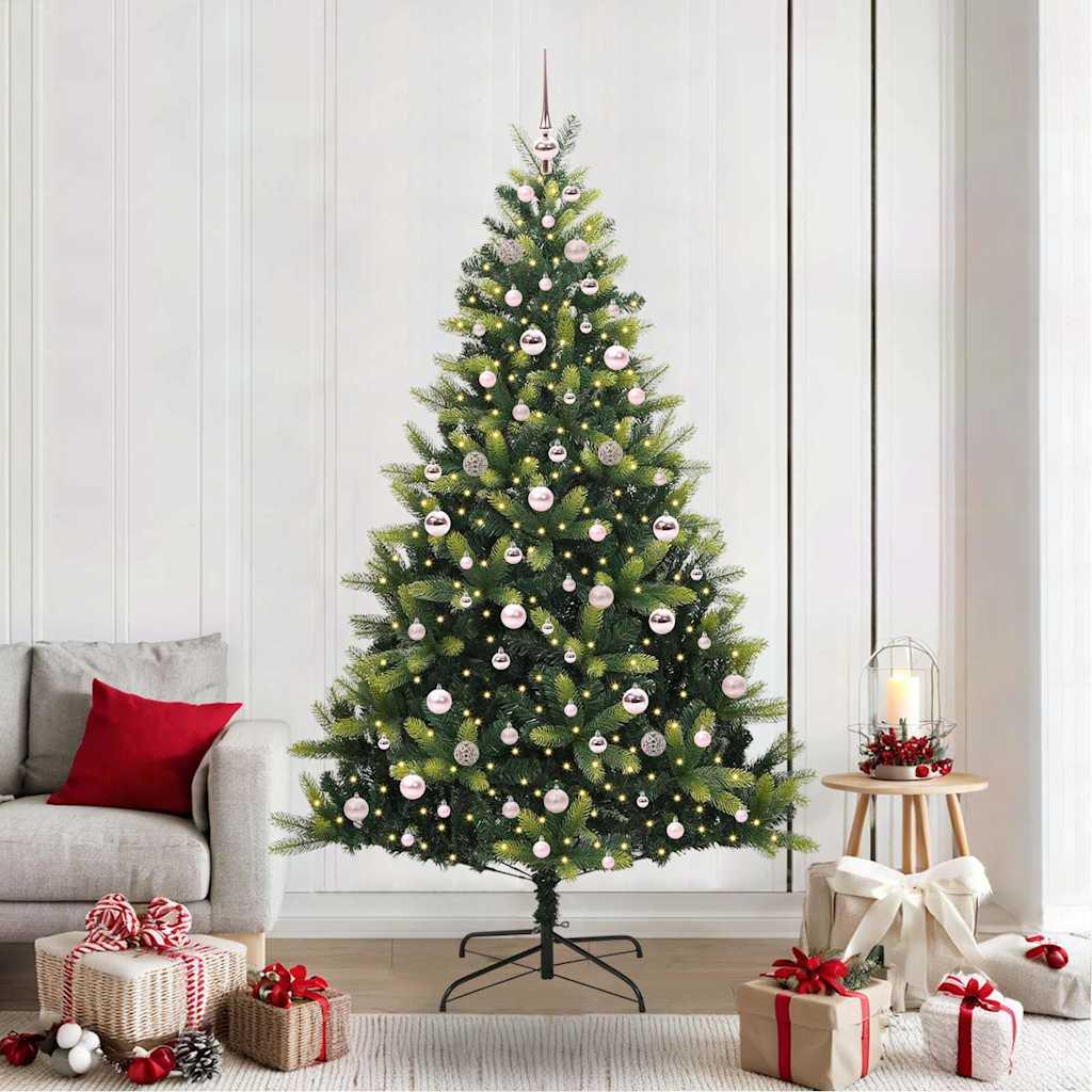 Kunstig Hengende Juletræ 300 LEDs Grøn 210 cm PVC og PE billede