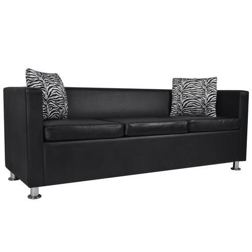 Sofasæt 3-pers. og 2-pers. kunstlæder sort