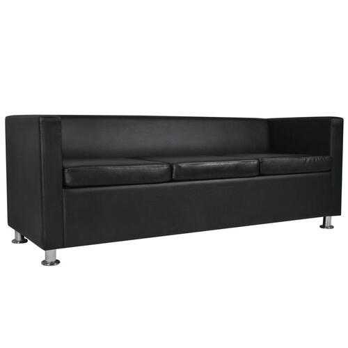 Sofasæt 3-pers. og 2-pers. kunstlæder sort