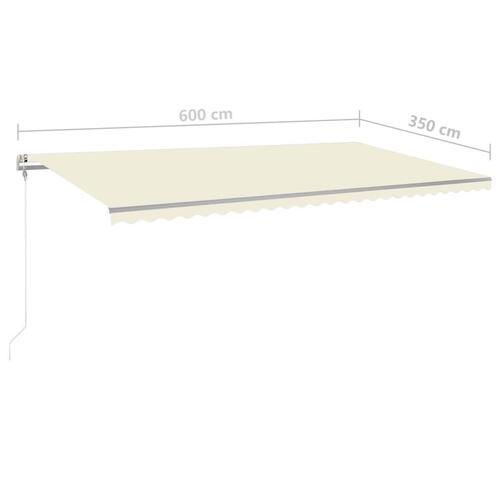 Markise m. LED + vindsensor 600x350 cm automatisk cremefarvet
