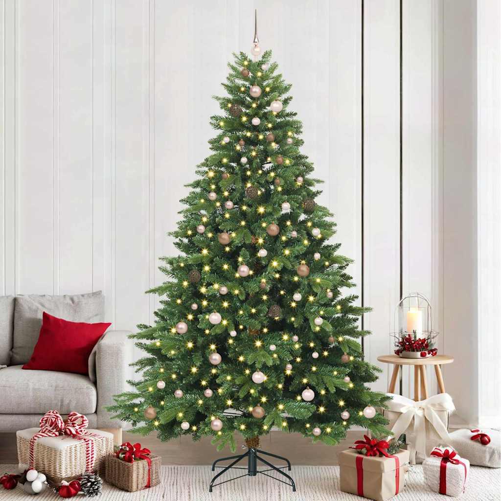 vidaXL Kunstigt juletræ med 300 LED'er Grøn 240 cm PE og PVC