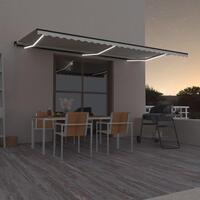 Markise m. LED-lys 600x350 cm manuel betjening cremefarvet