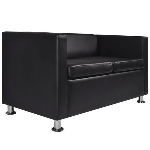 Sofasæt 3-pers. og 2-pers. kunstlæder sort