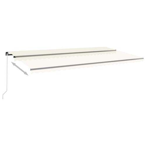 Markise m. LED-lys 600x350 cm manuel betjening cremefarvet
