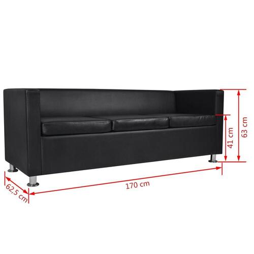 Sofasæt 3-pers. og 2-pers. kunstlæder sort