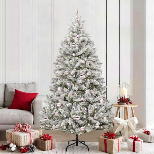 Kunstigt juletræ med sneeffekt og 300 LED 210 cm