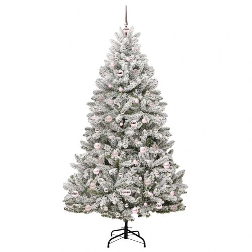 Kunstigt juletræ med sneeffekt og 300 LED 210 cm