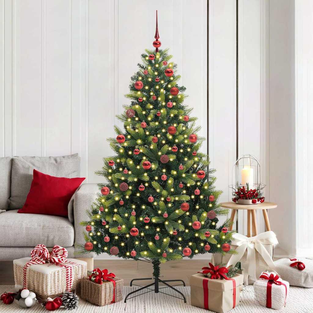 Kunstig Hengende Juletræ 300 LEDs Grøn 180 cm PVC og PE billede