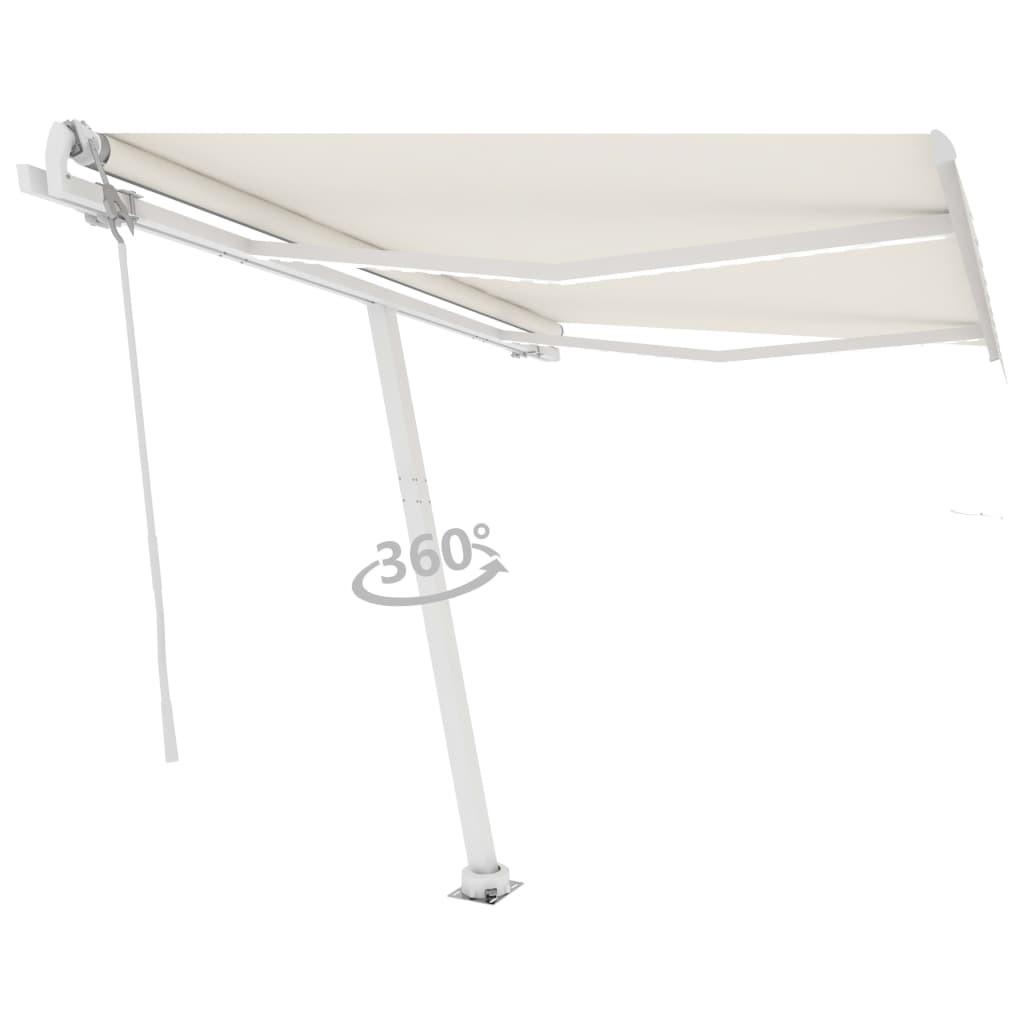 Markise m. LED-lys+vindsensor 300x250 cm automatisk cremefarvet