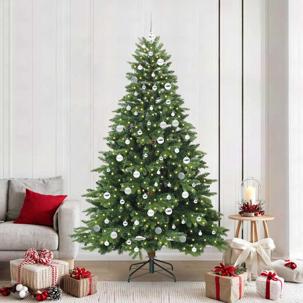 Kunstigt juletræ med 300 LED'er Grøn 210 cm PE og PVC billede