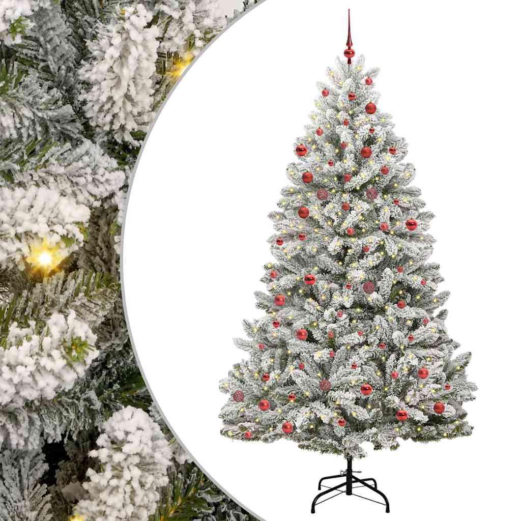 Kunstigt juletræ Grøn og Hvid 210 cm PVC og metal billede