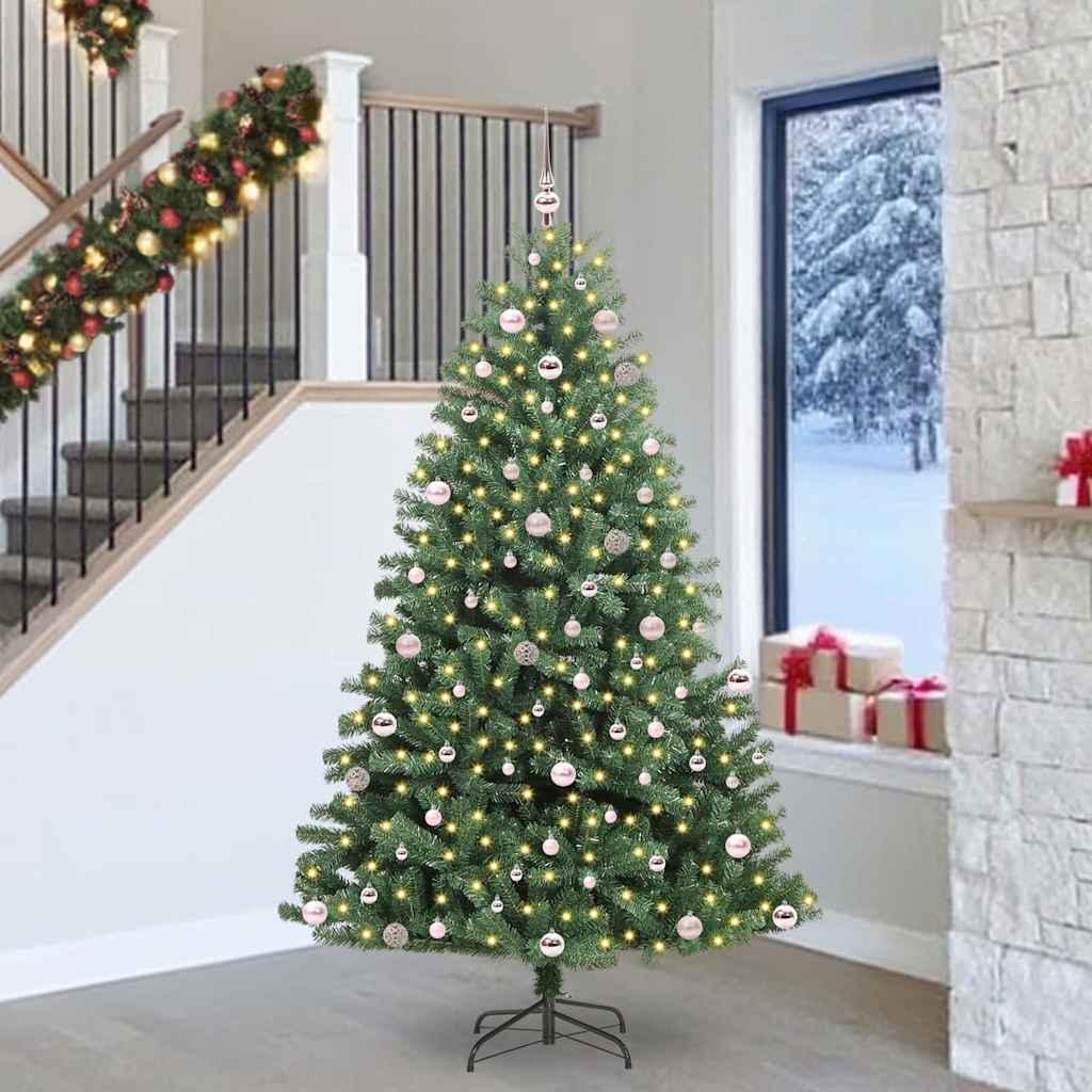 Kunstigt Hinged Juletræ Grøn 240 cm PVC og metal billede