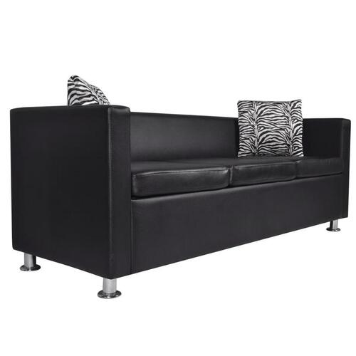 Sofasæt 3-pers. og 2-pers. sofa m. lænestol kunstlæder sort