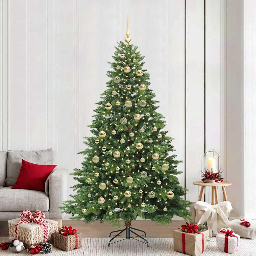 vidaXL Kunstigt juletræ med 300 LED'er Grøn 210 cm PE og PVC
