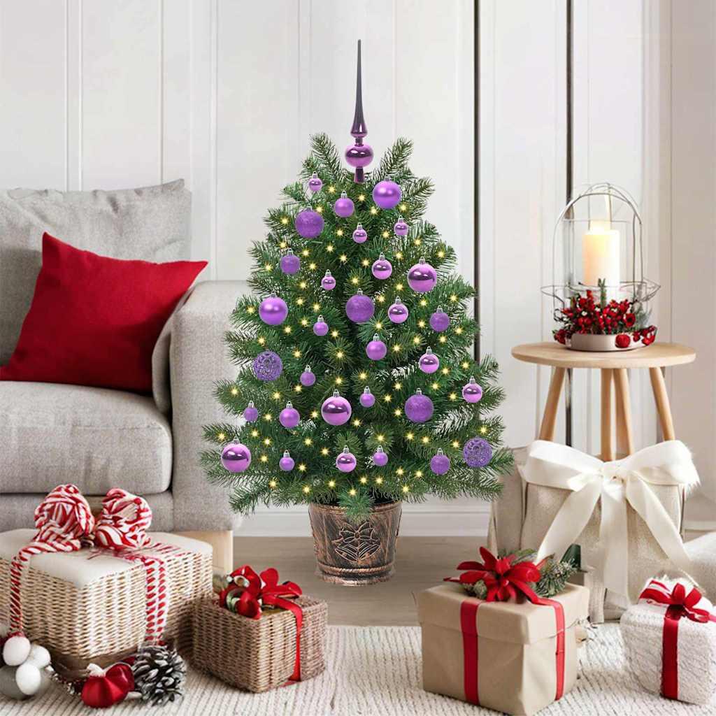 vidaXL Kunstigt juletræ med 150 LED'er med stativ Grøn 95 cm PE og PVC