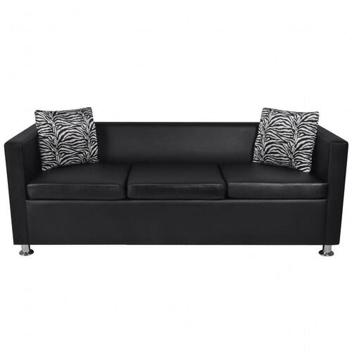 Sofasæt 3-pers. og 2-pers. sofa m. lænestol kunstlæder sort