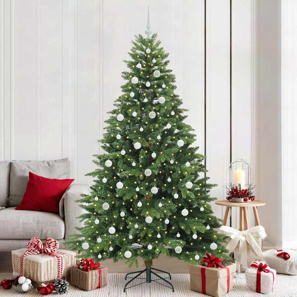 Kunstigt juletræ med 300 LED'er Grøn 210 cm PE og PVC billede