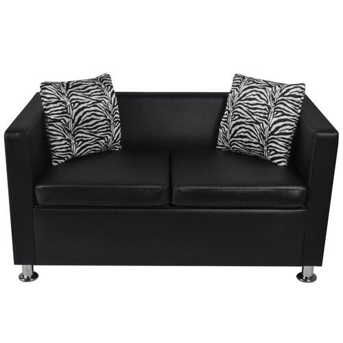 Sofasæt 3-pers. og 2-pers. sofa m. lænestol kunstlæder sort