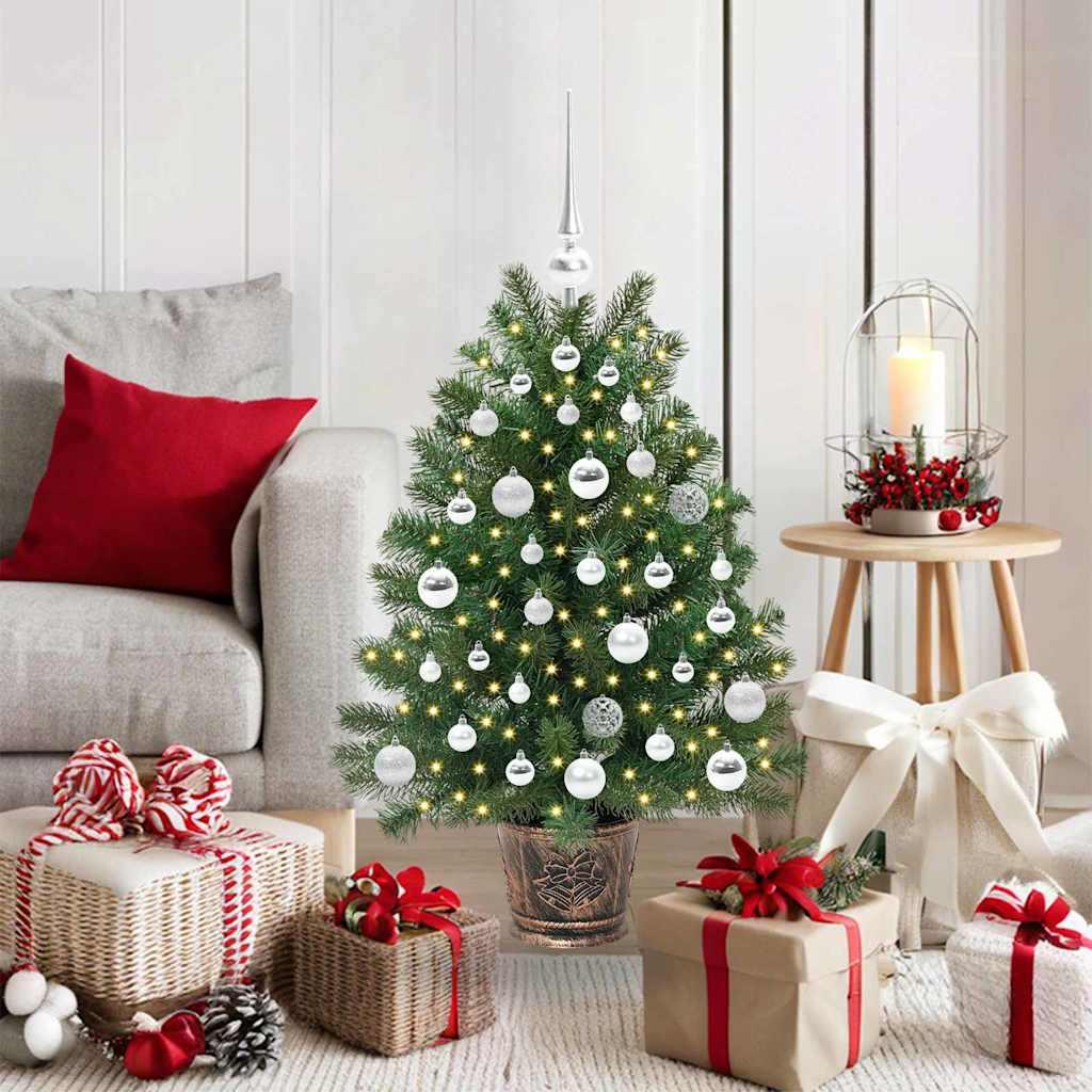 vidaXL Kunstigt juletræ med 150 LED'er med stativ Grøn 95 cm PE og PVC