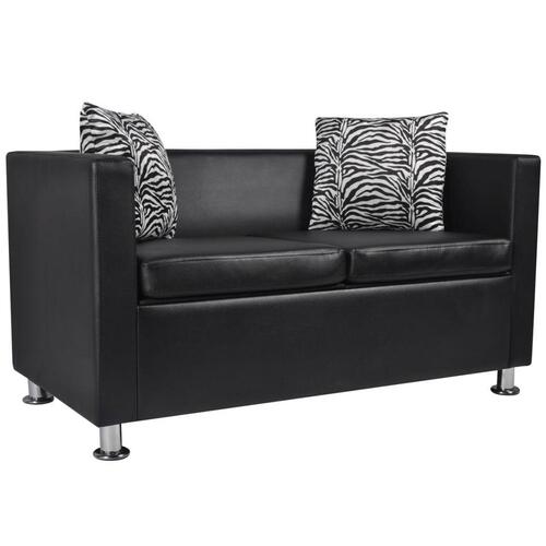 Sofasæt 3-pers. og 2-pers. sofa m. lænestol kunstlæder sort
