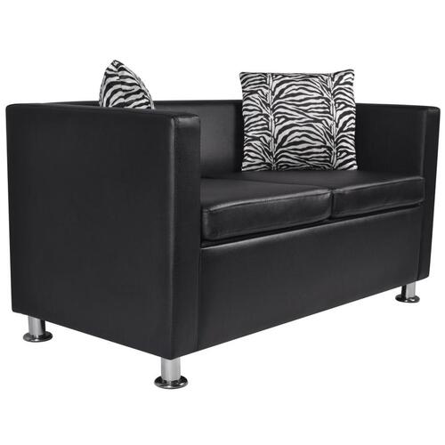 Sofasæt 3-pers. og 2-pers. sofa m. lænestol kunstlæder sort