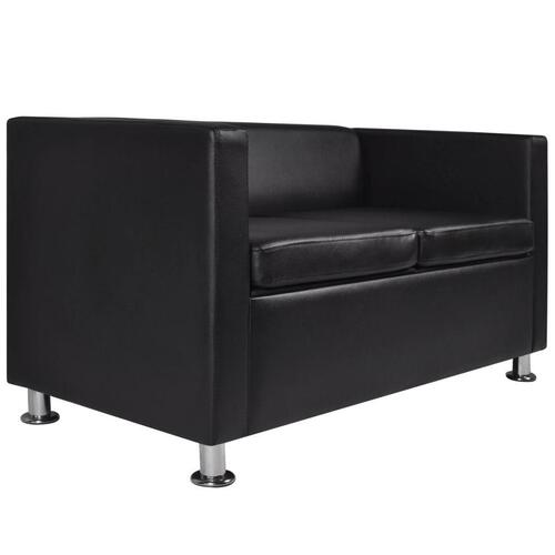 Sofasæt 3-pers. og 2-pers. sofa m. lænestol kunstlæder sort
